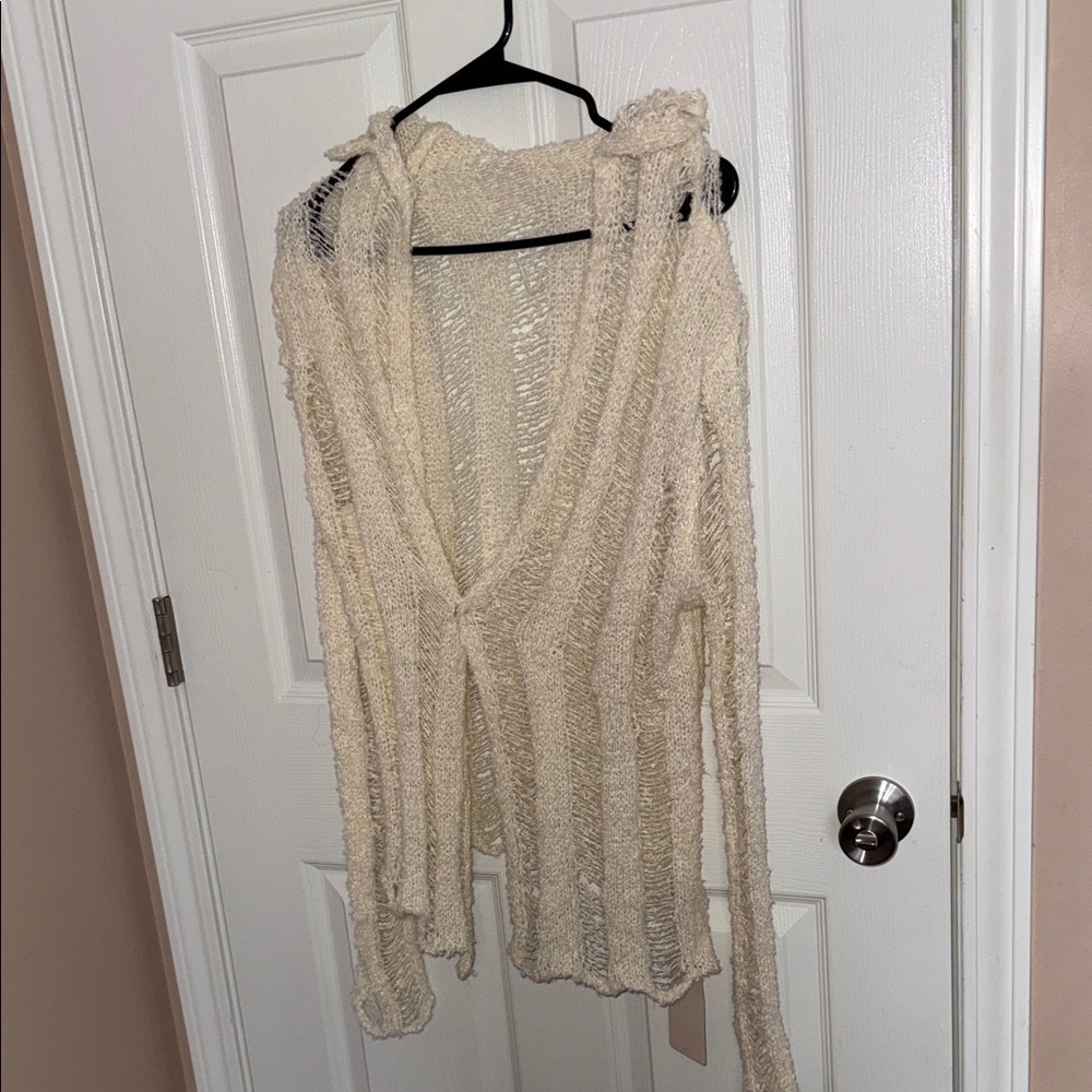 Cream Distressed Sweater Top